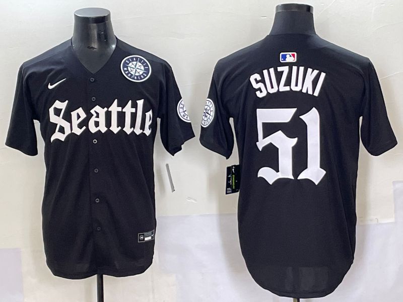 Men 2025 Seattle Mariners #51 Suzuki Five generations Joint Name Nike MLB Jersey style 11->seattle mariners->MLB Jersey